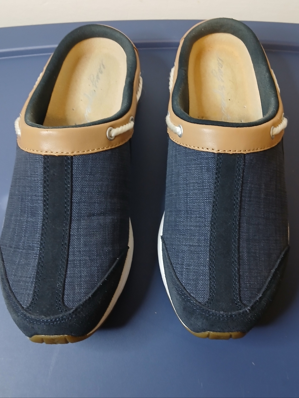 Easy Spirit Travelport Clogs Womens 8M Navy Slip On Comfort Mule Casual Shoes
